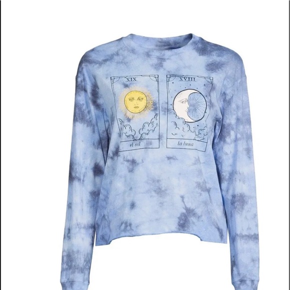 Womens No Boundaries Screen Print Tie Dye Short Top  Size L 11-13Juniors New - Picture 1 of 7